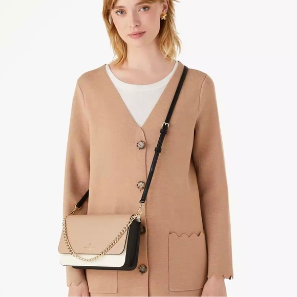 NWT Kate Spade Madison Willow Convertible Crossbody, Tan & Cream - Picture 2 of 7
